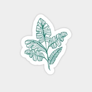 Contour Line Leaves in Dark Teal Sticker